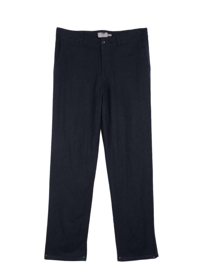 Buy Marks Spencer Men Navy Blue Linen Regular Fit Solid Trousers Trousers for Men 2319997 Myntra