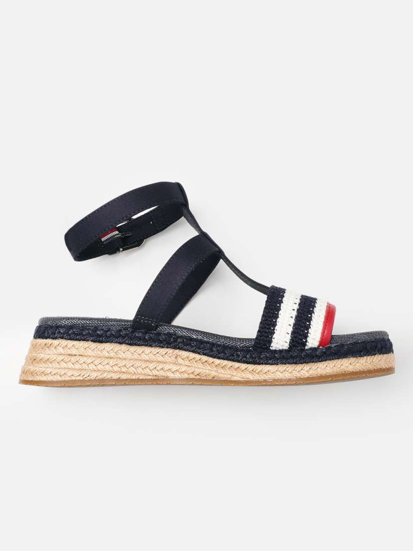 Buy Tommy Hilfiger Women Crochet Striped Mid Top Platform Sandals With Buckle Detail Heels for Women 23204866 Myntra