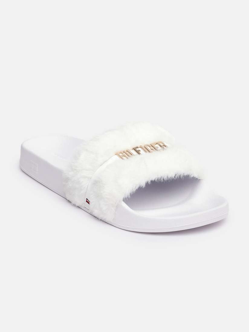 Fluffy tommy hilfiger sliders sales