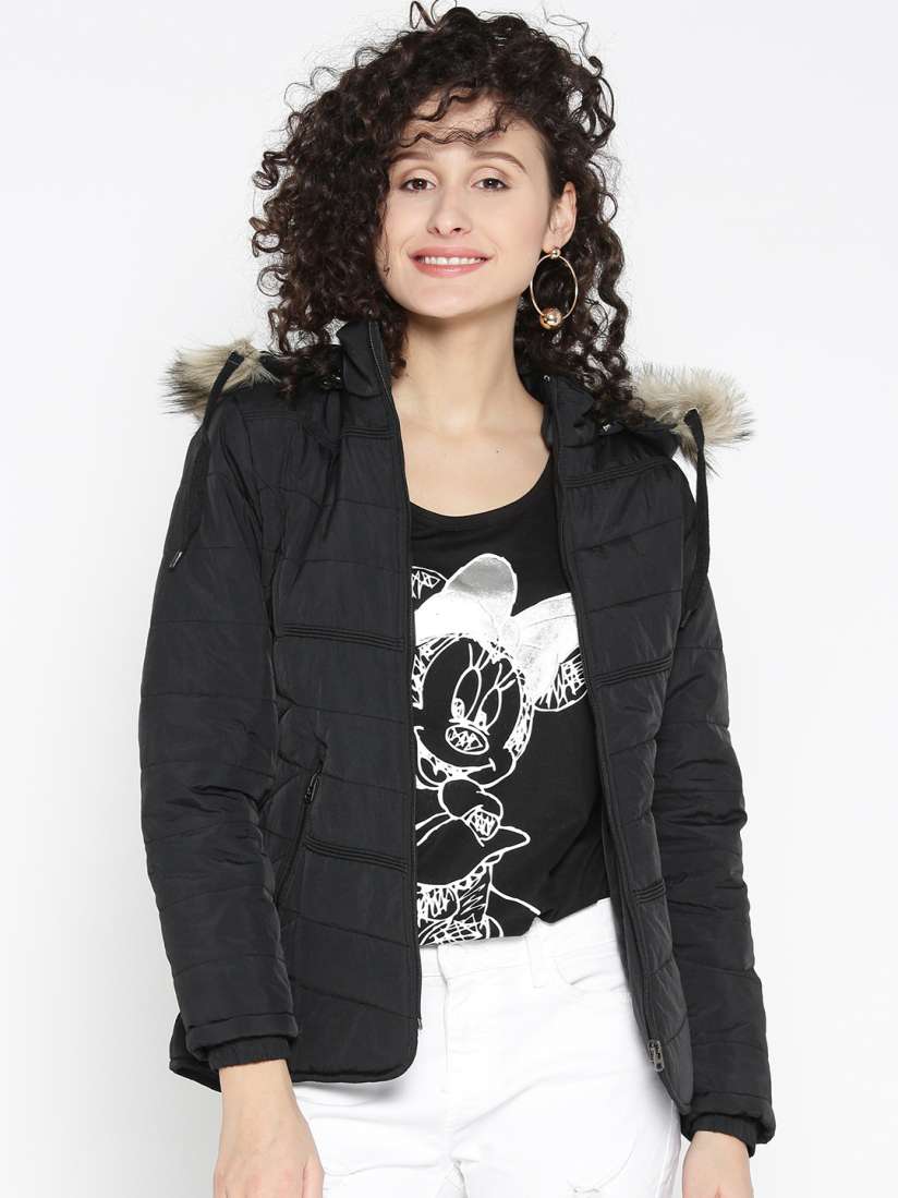 Buy Fort Collins Women Black Solid Parka Jacket Jackets for Women 2320894 Myntra