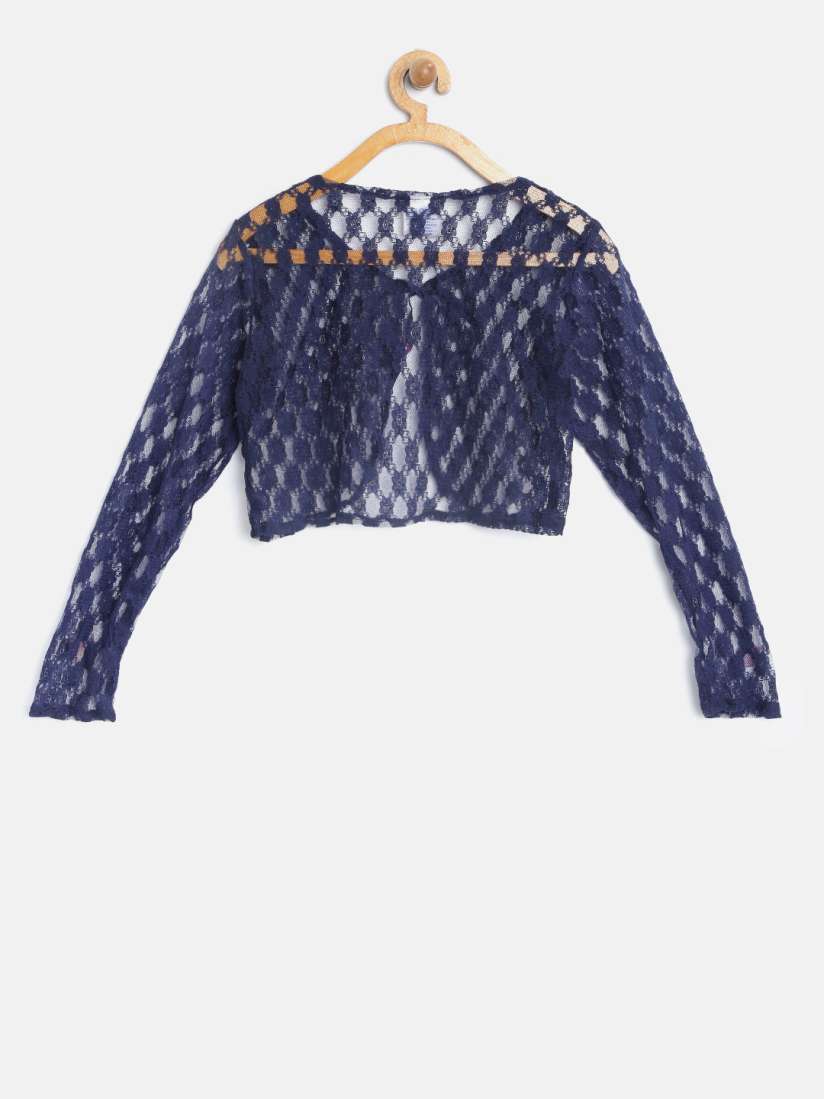 Buy 612 league Girls Navy Blue Crop Lace Shrug Shrug for Girls 2320971 Myntra
