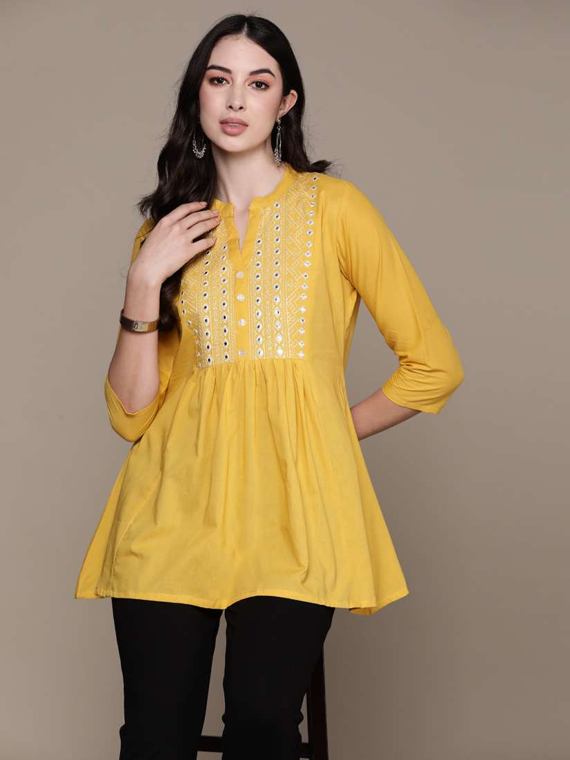 Yellow kurtis on myntra new arrivals