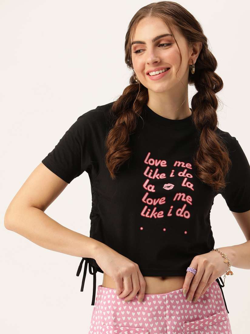Buy FOREVER 21 Printed Crop Top With Tie Up Detailing Tops for Women 23217596 Myntra