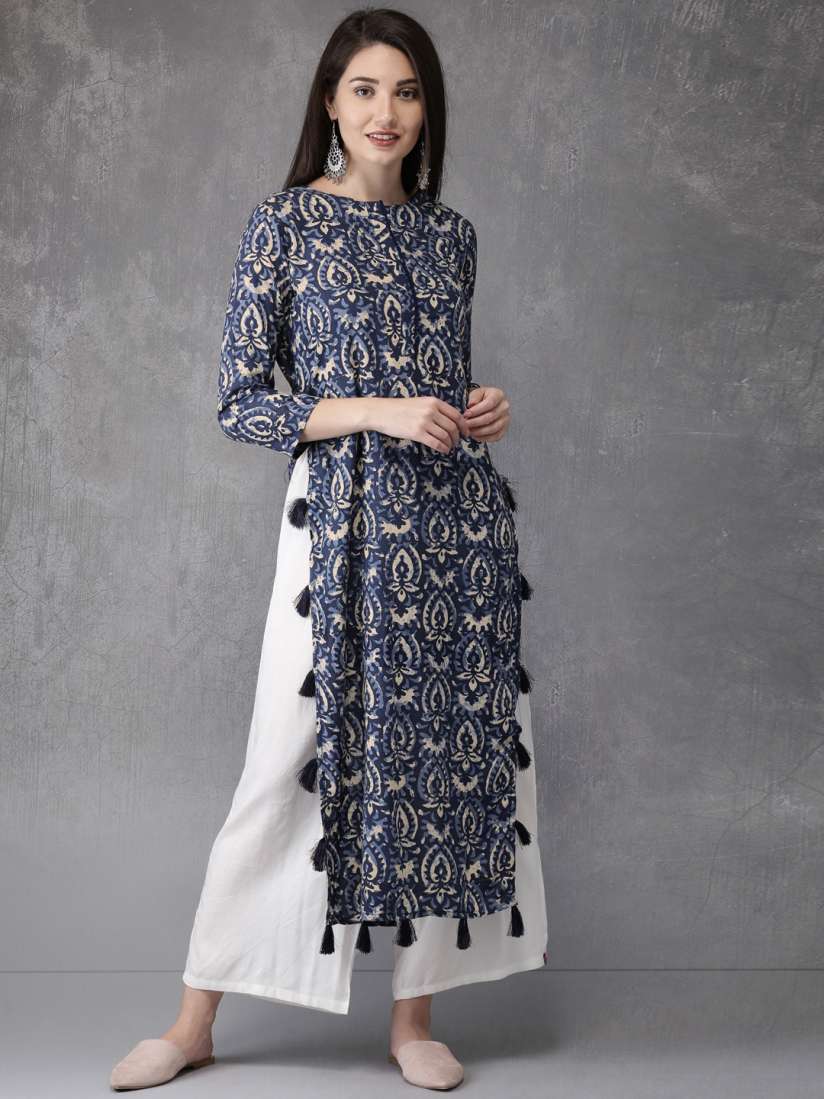 Buy Anouk Women Blue Printed Straight Kurta Kurtas for Women 2322881 Myntra