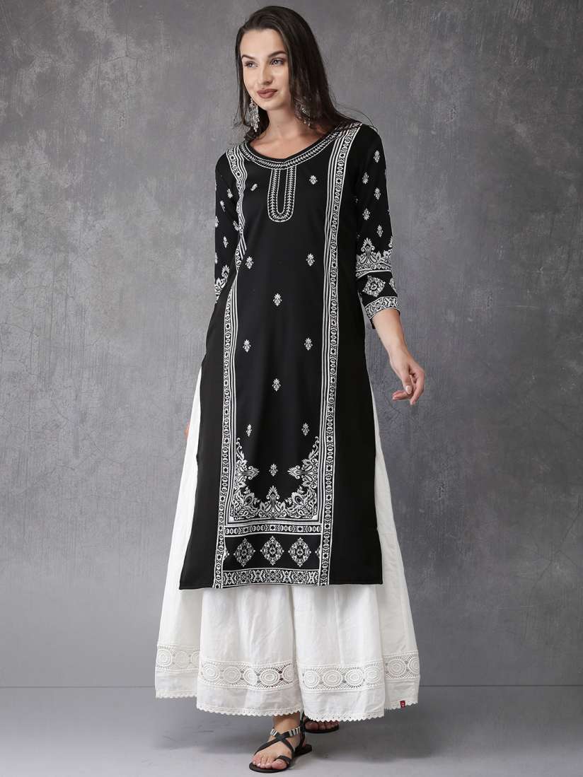 Myntra black long kurtis hot sale