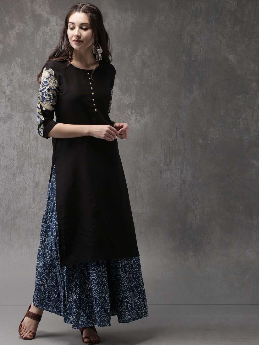 Buy Anouk Women Black Solid Straight Kurta Kurtas for Women 2323184 Myntra