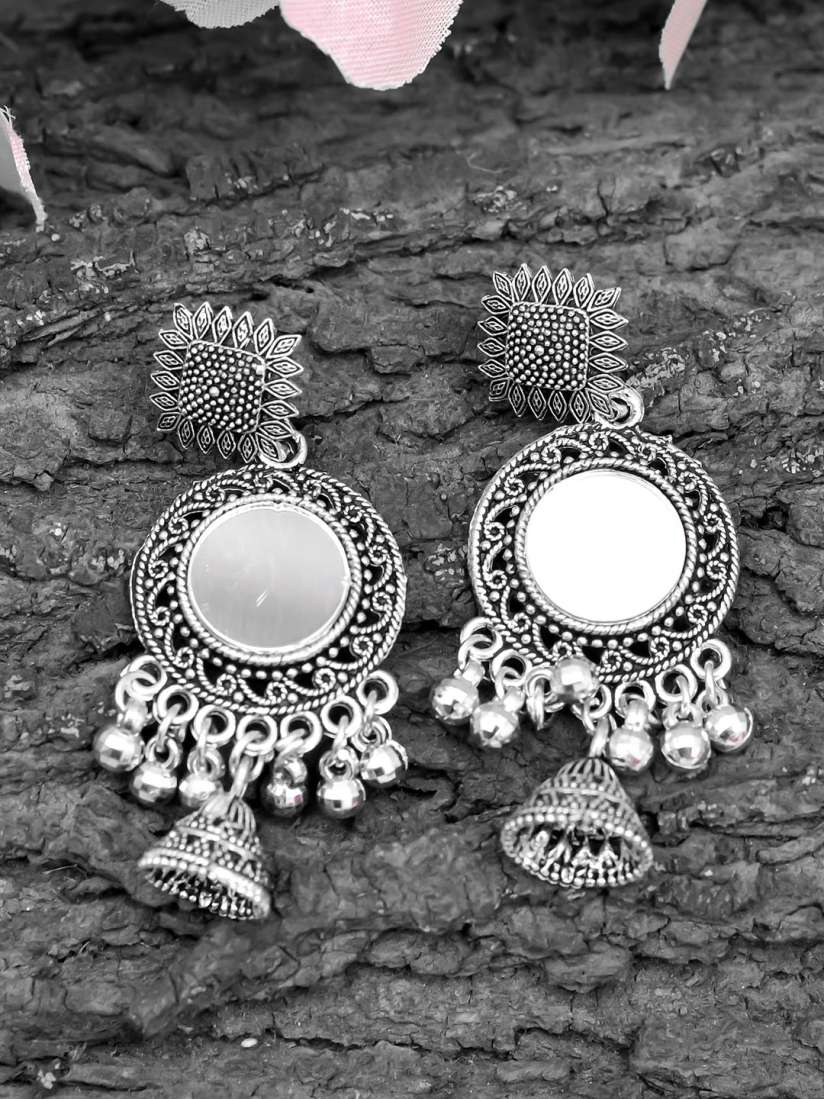 Buy ROHINIKA Silver Plated Classic Mirror Drop Earrings Earrings for Women 23236238 Myntra