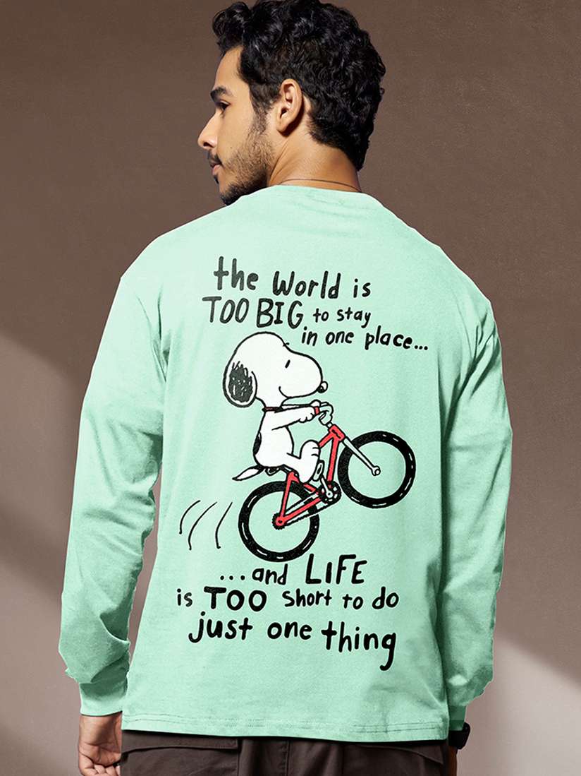 Buy Bewakoof Green Graphic Printed Long Sleeves Pure Cotton Oversized T- Shirt - Tshirts for Men 23237644 | Myntra