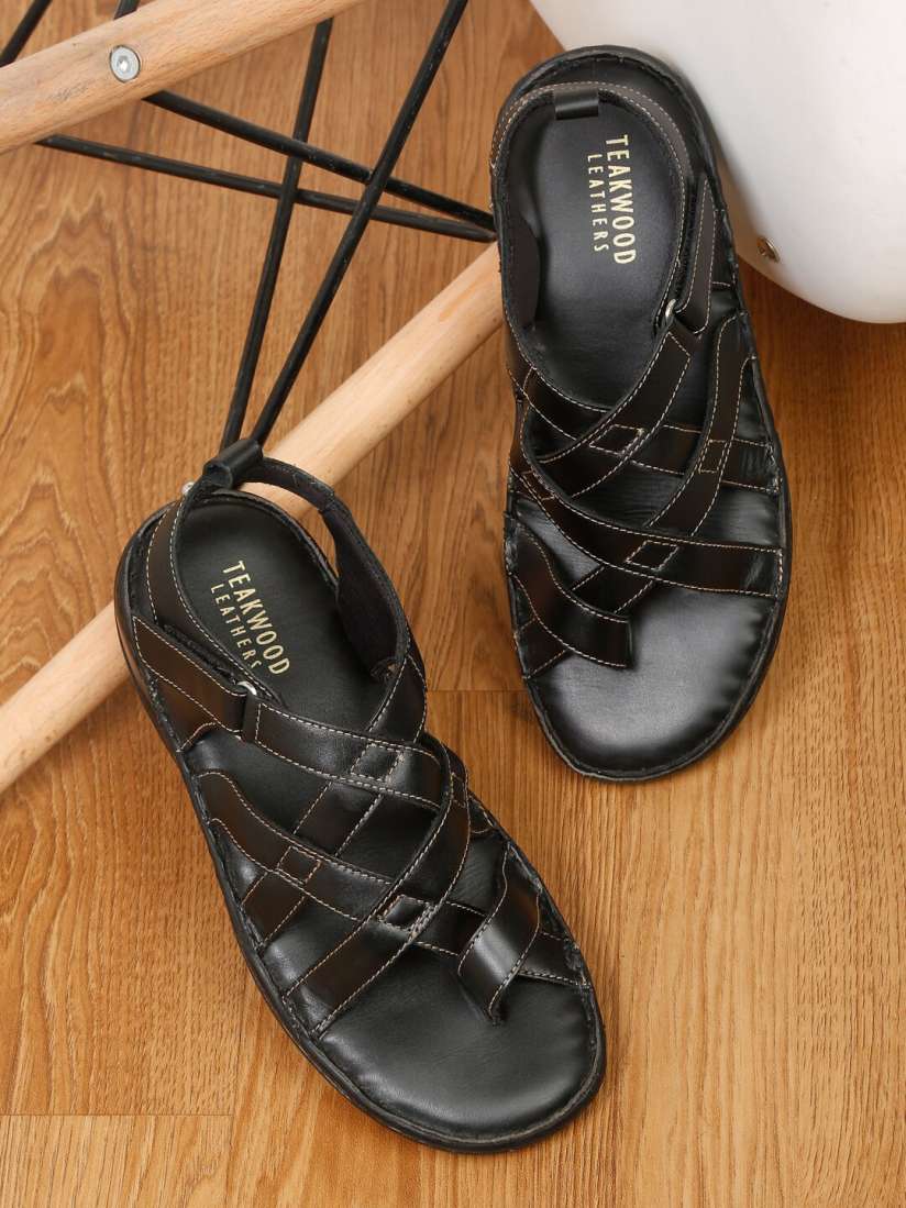 Teakwood leather sandals outlet