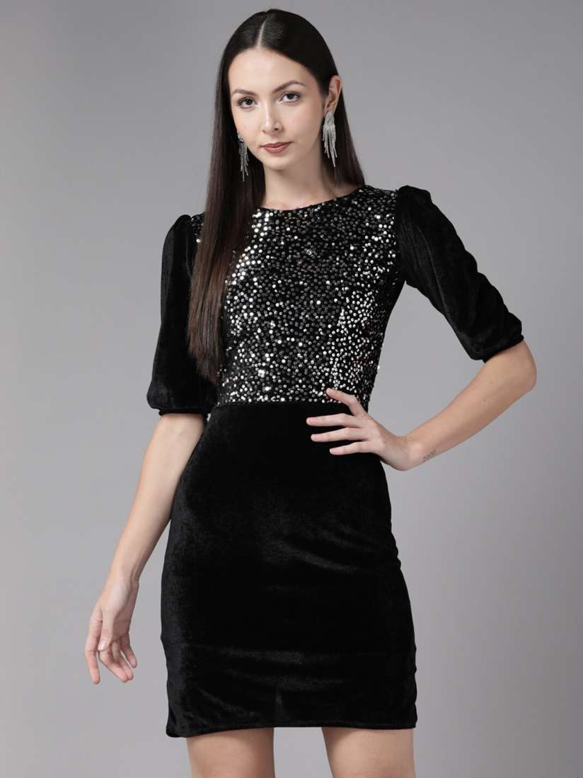 Myntra velvet dress clearance