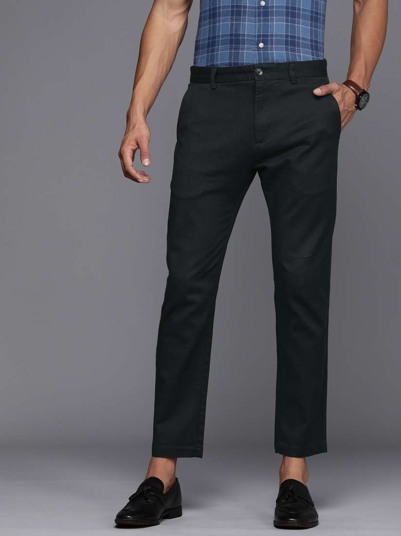 Buy NEXT Men Mid Rise Textured Slim Fit Chinos Trousers for Men 23247020 Myntra
