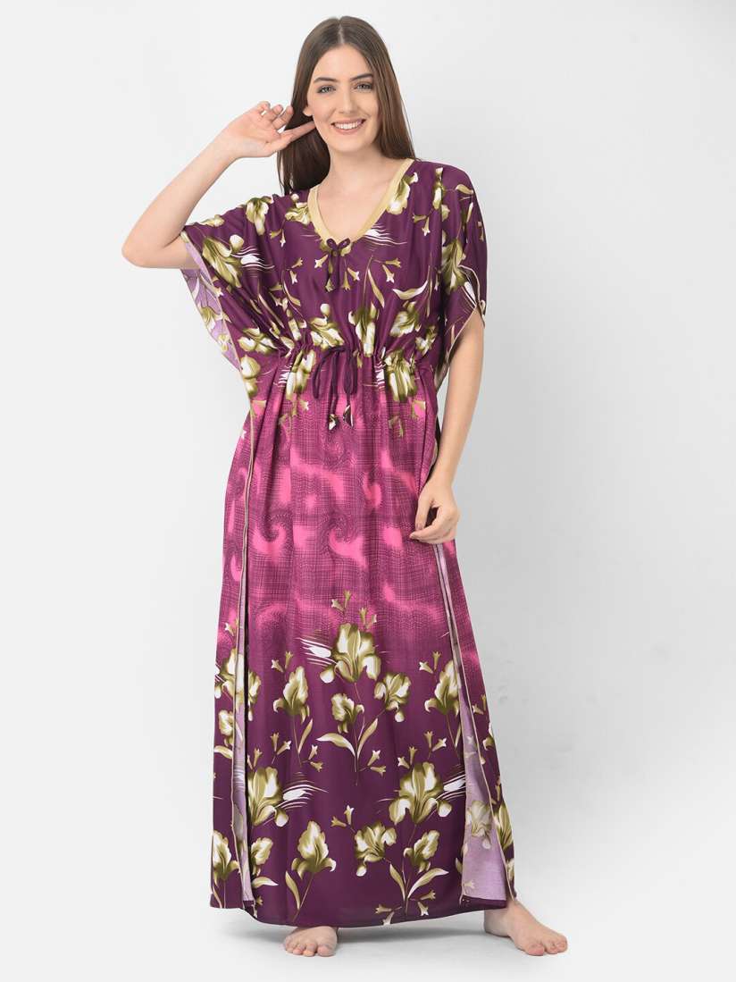 Buy Noty Floral Printed Kaftan Maxi Nightdress Nightdress for Women 23251244 Myntra