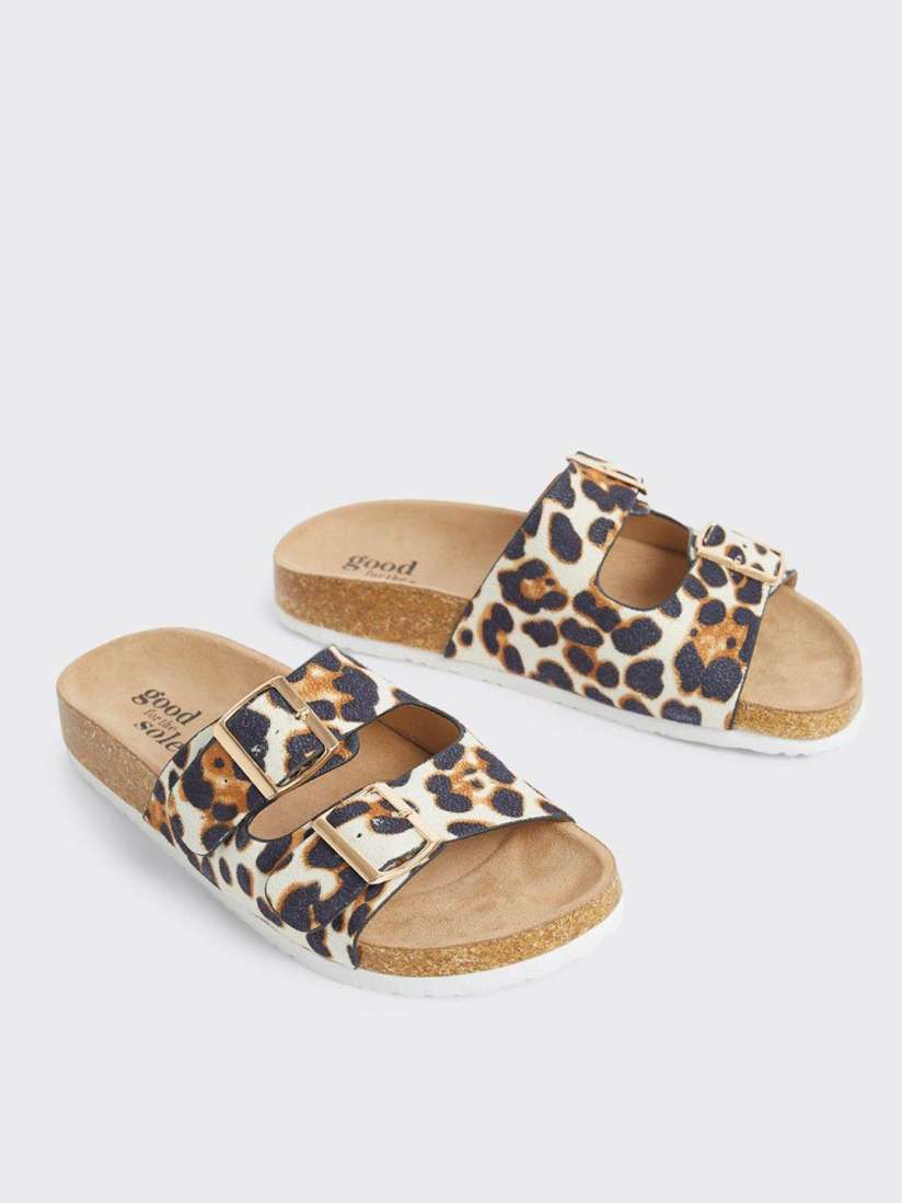 Leopard open toe flats top