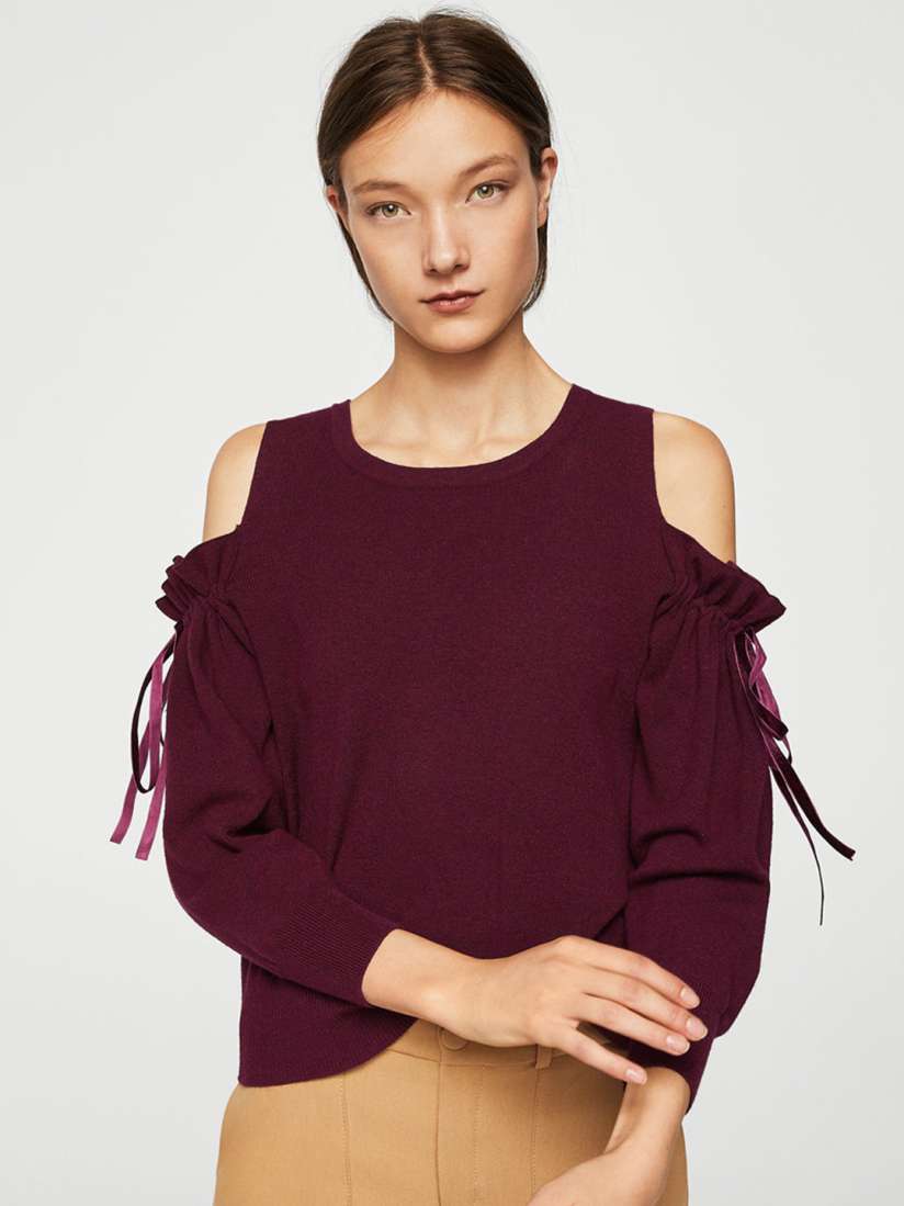 Buy MANGO Women Burgundy Solid Cold Shoulder Sweater Sweaters for Women 2325599 Myntra