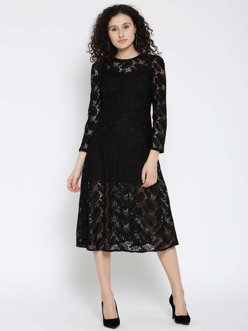 Mango black lace dress top