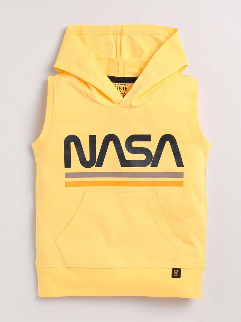 Buy Ginie Boys Typography Printed Hooded Sleeveless Cotton T shirt Tshirts for Boys 23261290 Myntra