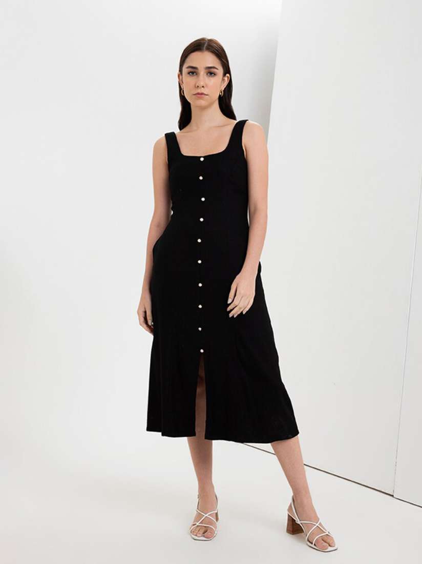 Buy Zalora Studios Sleeveless Linen A Line Midi Dress Dresses for Women 23261638 Myntra