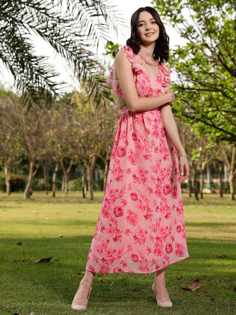 Peach maxi dress casual shop