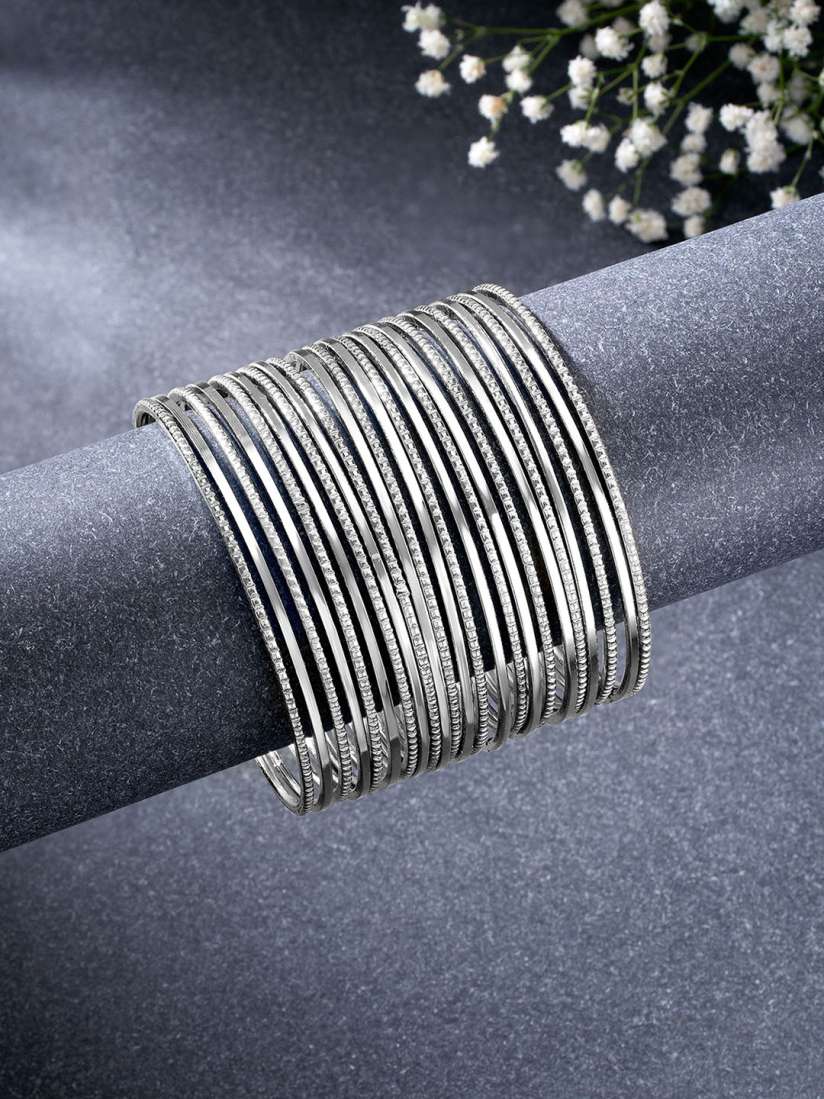 Buy Peora Set of 23 Silver Plated Alloy Bangles Bangle for Women 23266516 Myntra