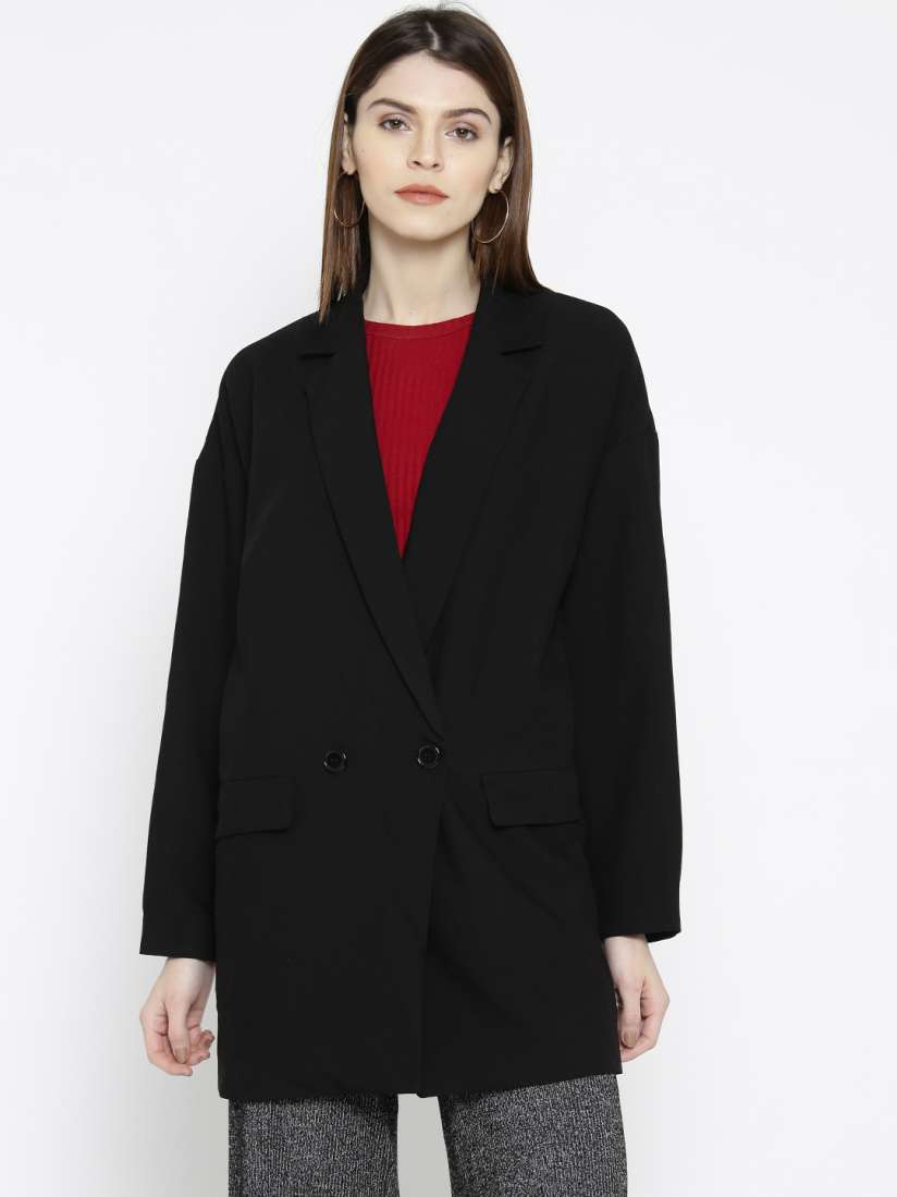 Buy FOREVER 21 Black Double Breasted Casual Blazer Blazers for Women 2326683 Myntra