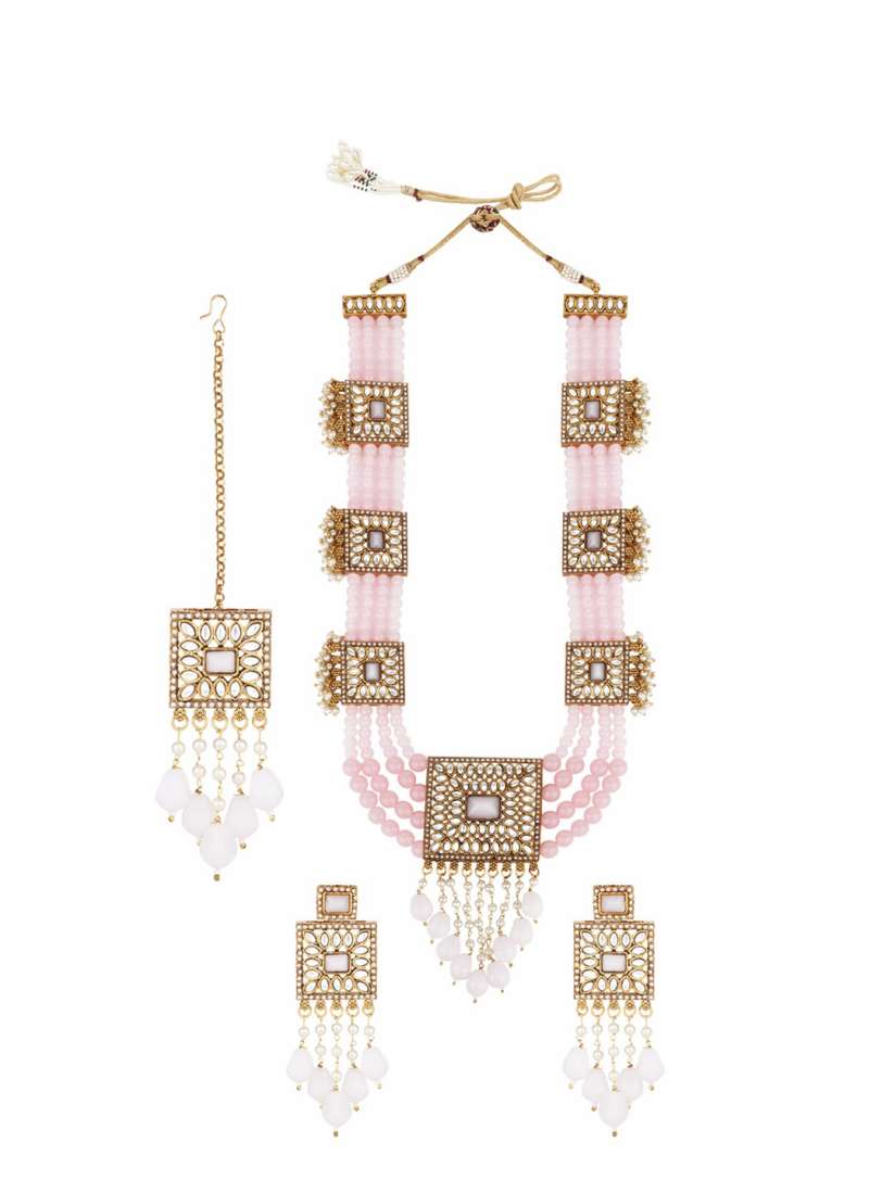 Buy Matushri Art Gold Plated Kundan Studded Beaded Jewellery Set Jewellery Set for Women 23274430 Myntra