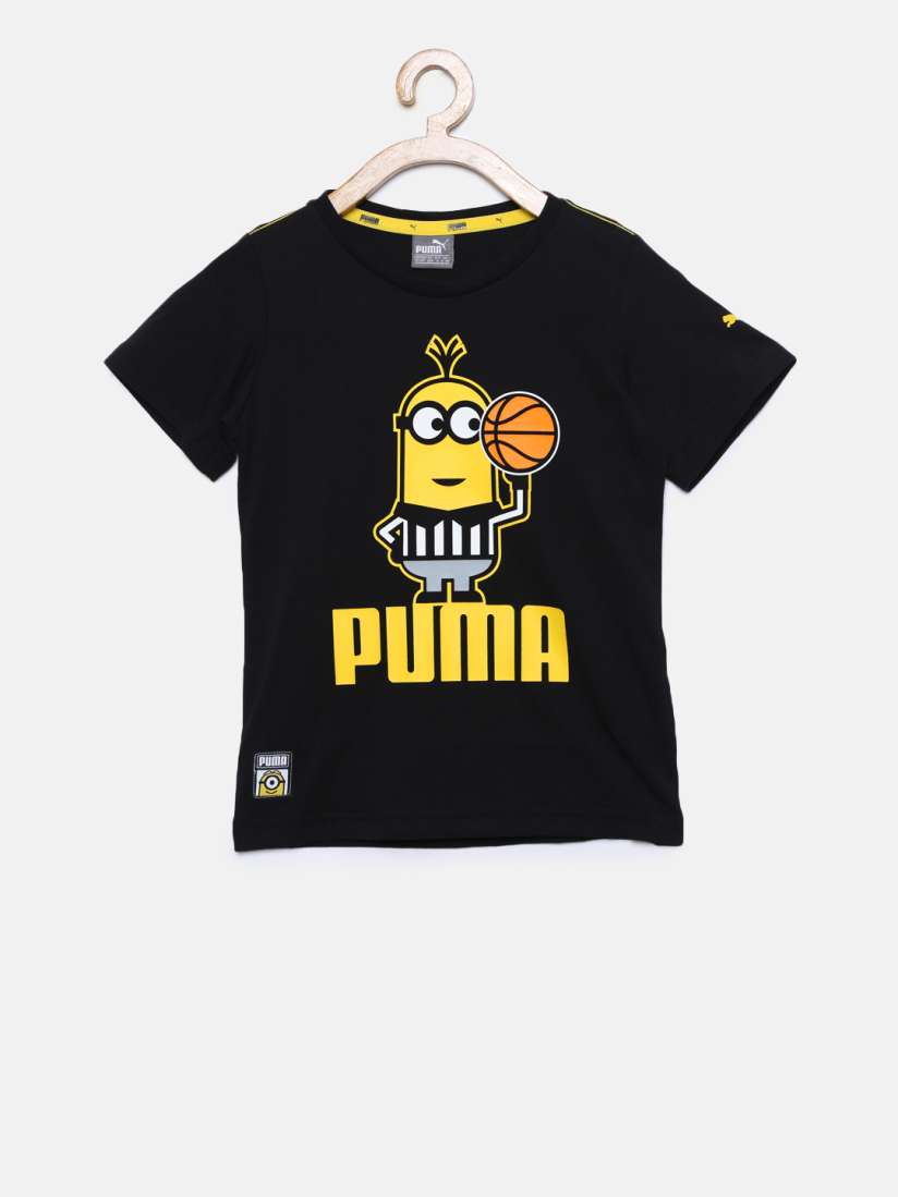 Buy Puma Boys Black Yellow Printed Round Neck Minions T shirt Tshirts for Boys 2327879 Myntra
