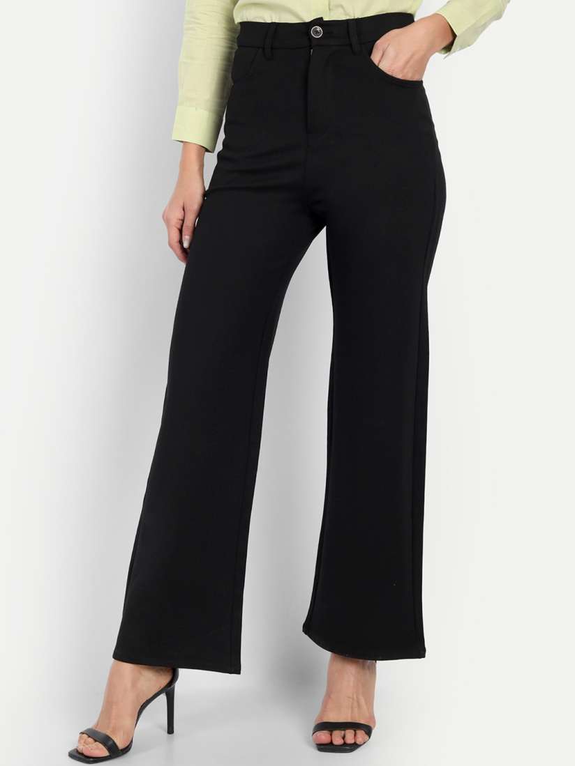 Buy Next One Women Smart Loose Fit High Rise Easy Wash Formal Trousers Trousers for Women 23286282 Myntra