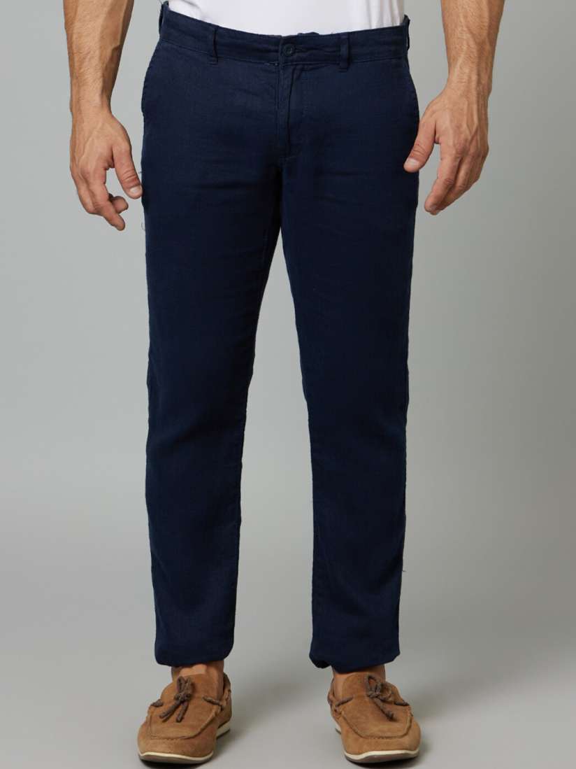 Buy Celio Men Mid Rise Slim Fit Linen Trousers Trousers for Men 23286696 Myntra