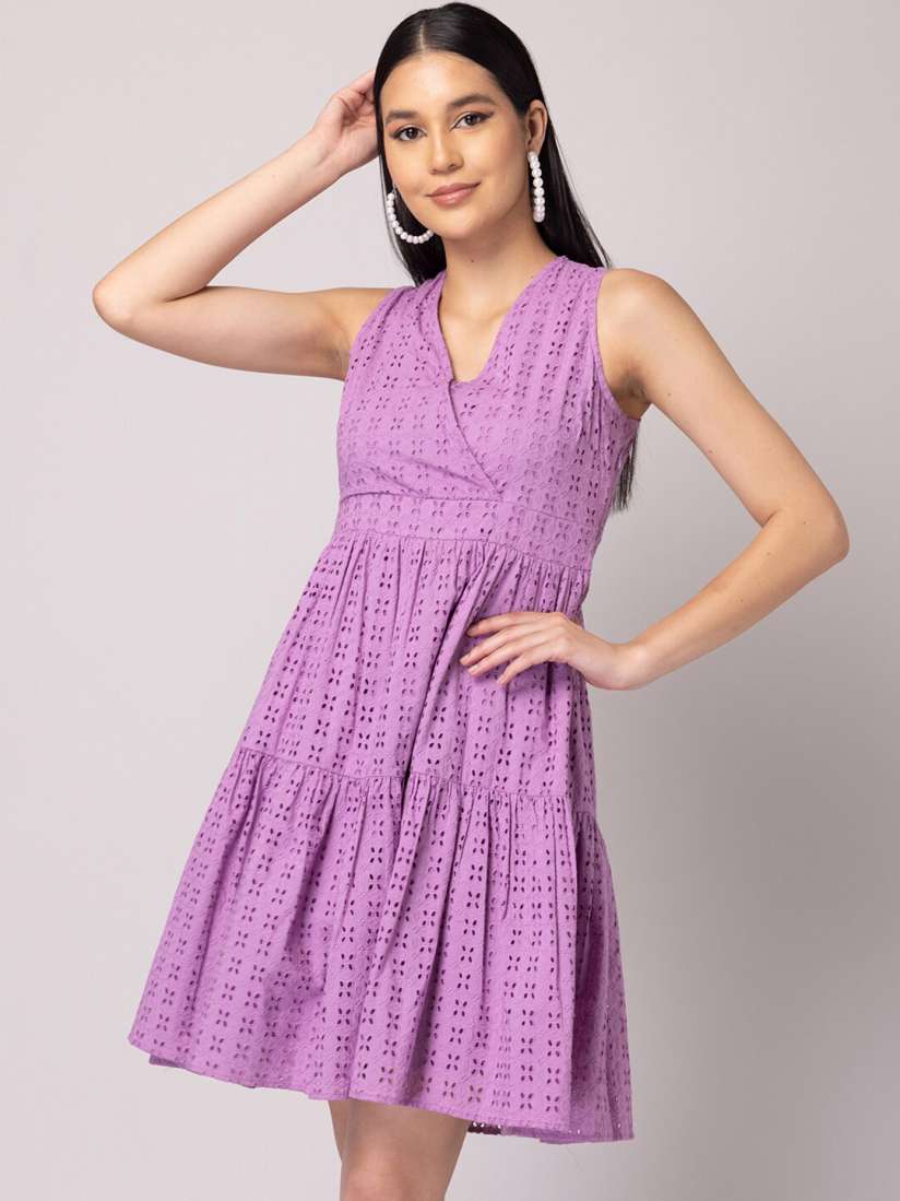 Buy FabAlley Purple V Neck Self Design Wrap Dress Dresses for Women 23297018 Myntra