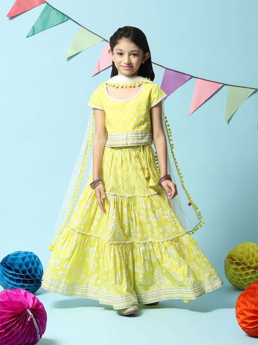 Buy Biba Girls Printed Ready to Wear Lehenga Blouse With Dupatta Lehenga Choli for Girls 23299636 Myntra