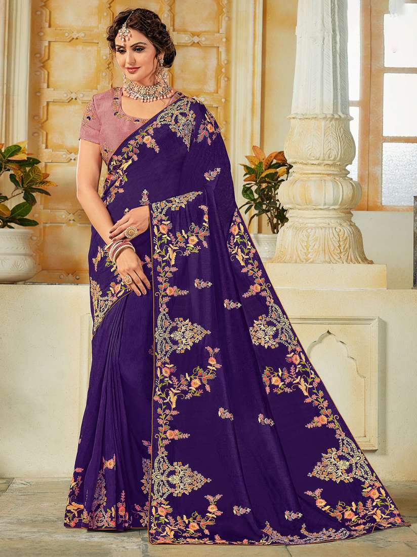 Myntra embroidered sarees outlet