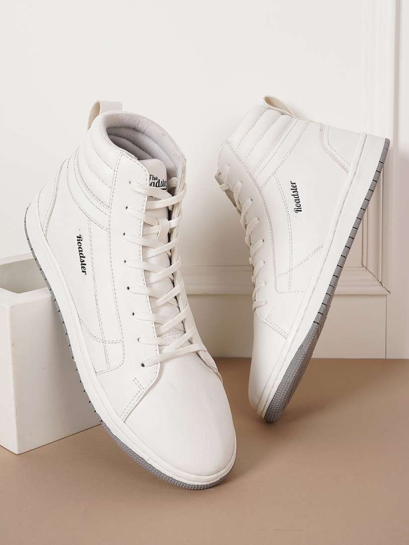 Buy Roadster Men White Mid Top Casual Sneakers Casual Shoes for Men 23302956 Myntra