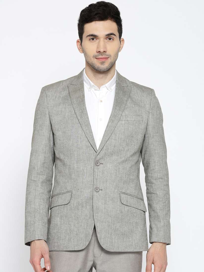 Buy John Players Men Grey Solid Slim Fit Single Breasted Formal Blazer Blazers for Men 2330306 Myntra