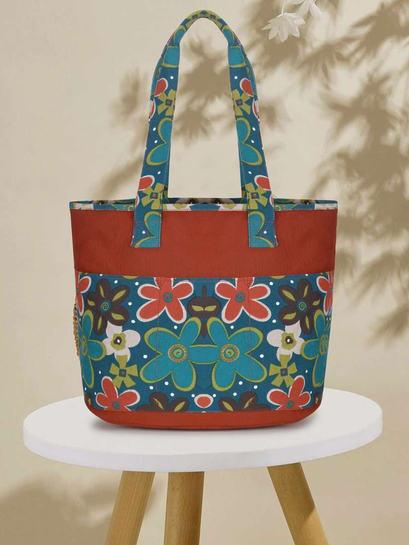 Buy Anekaant Floral Printed Cotton Canvas Tote Bag Handbags for Women 23306156 Myntra