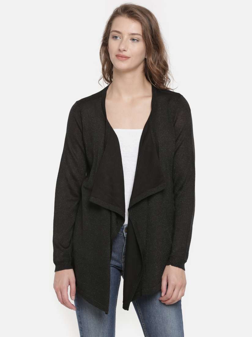 Black waterfall shrug top