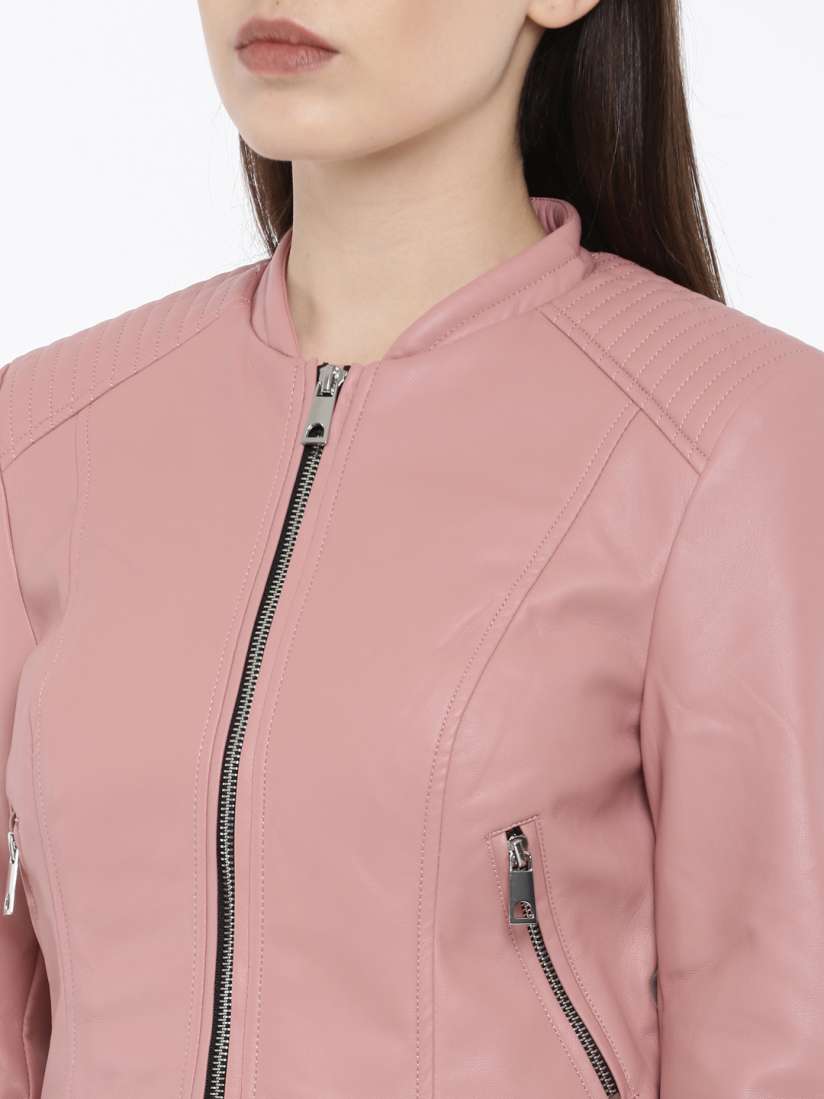 Buy Vero Moda Women Pink Solid Biker Jacket Jackets for Women 2330685 Myntra