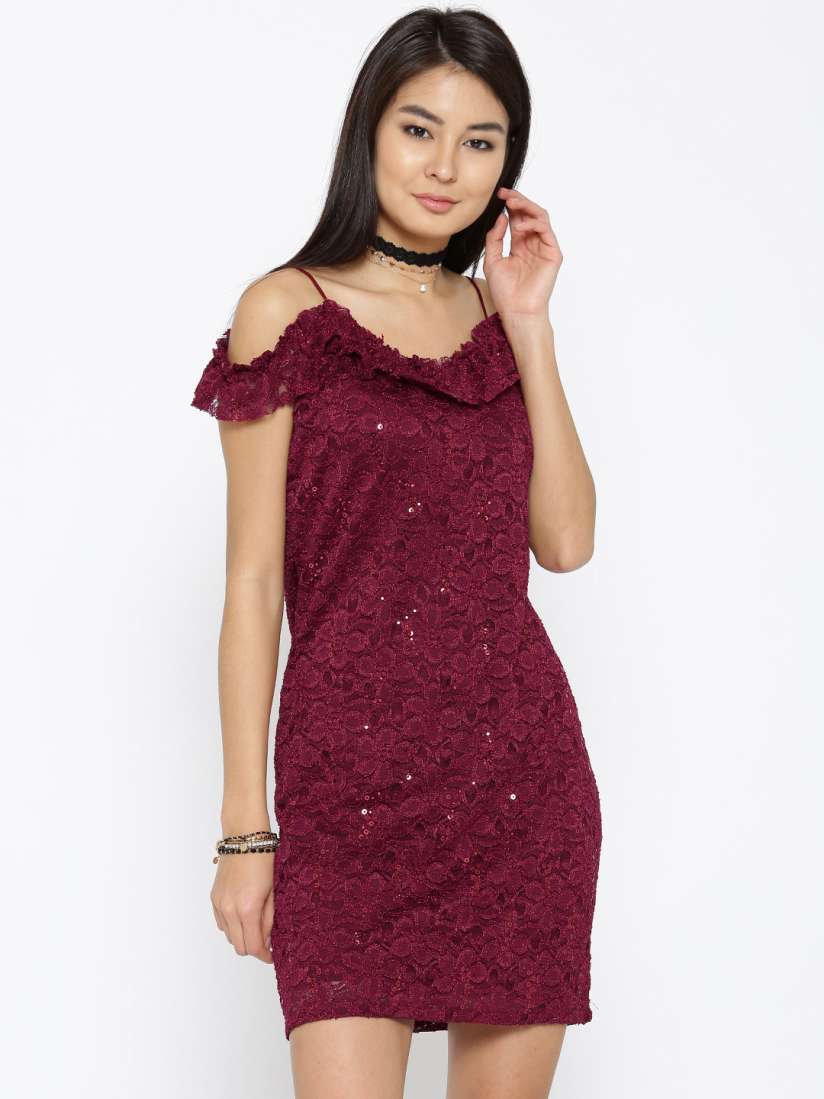 Maroon lace bodycon dress store