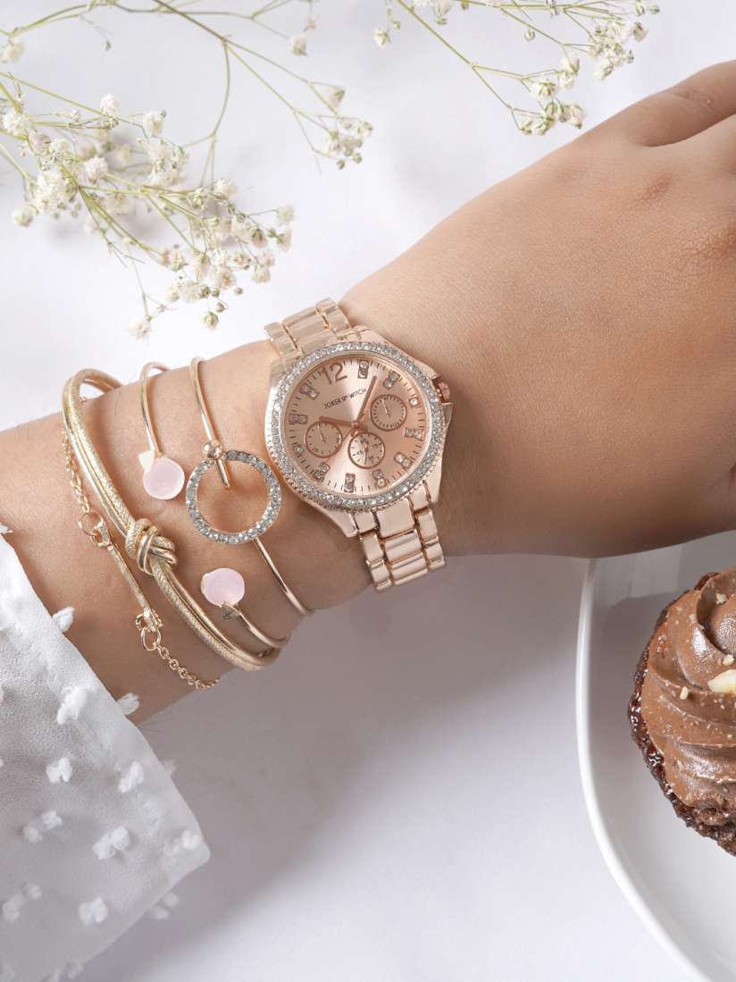 Gold watch bracelet set hotsell
