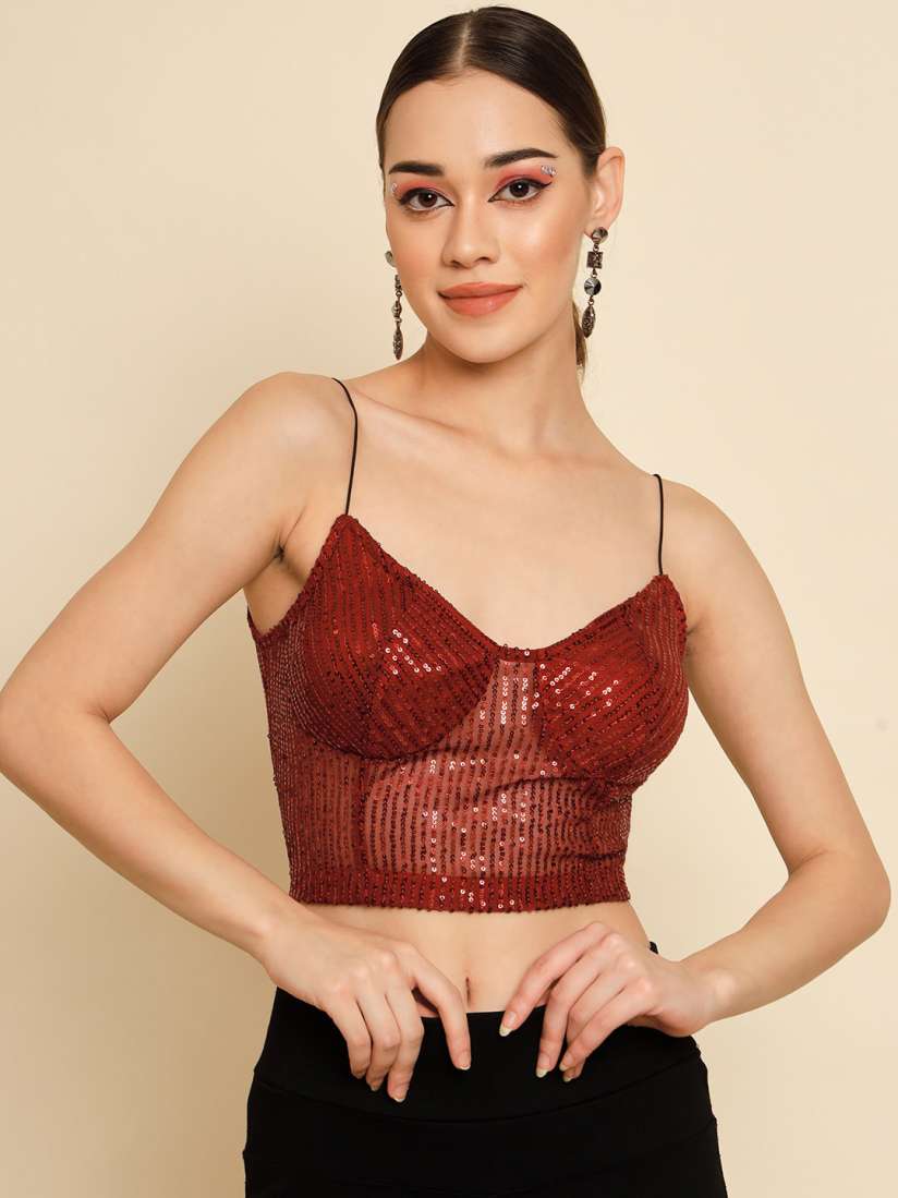 Buy BAESD Sequinned Embellished Bralette Crop Top Tops for Women 23314514 Myntra