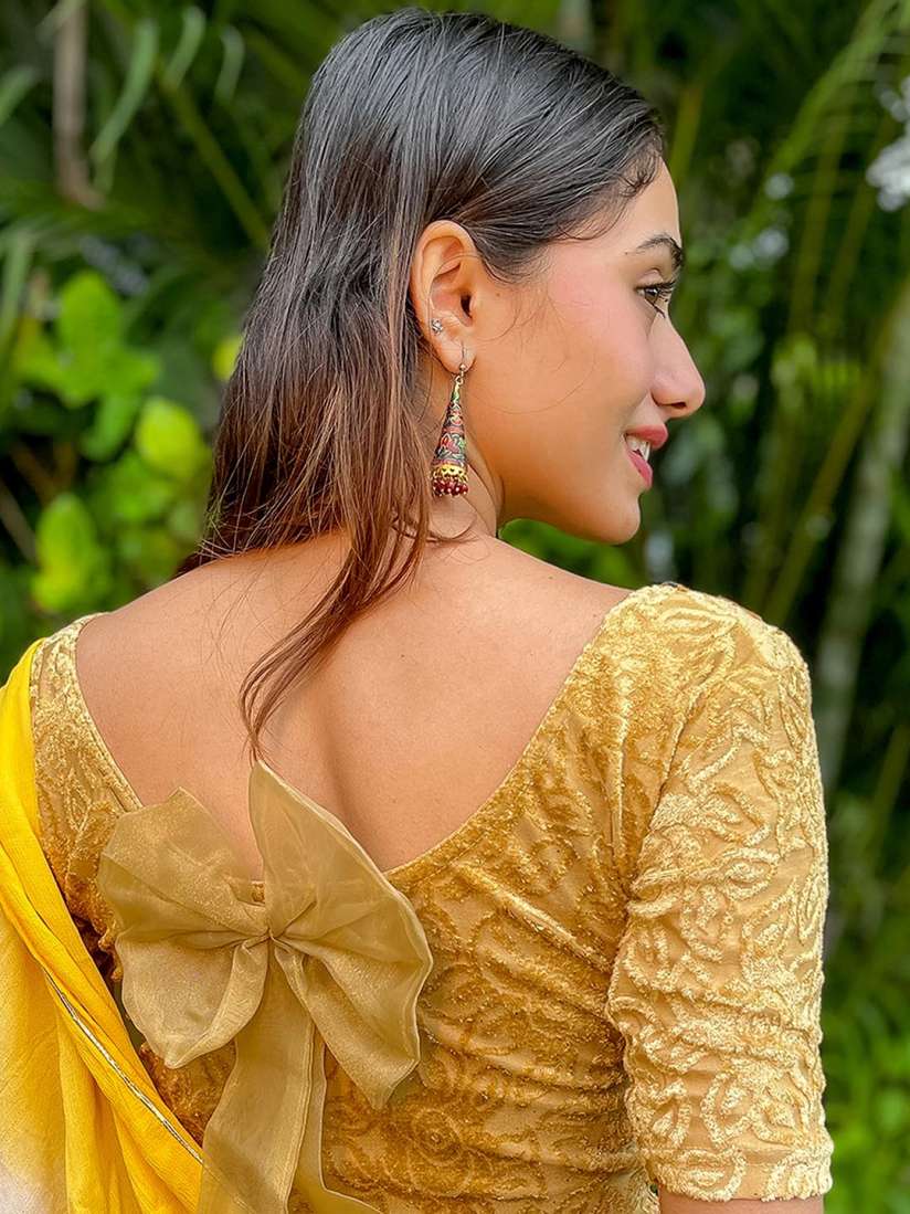 Yellow blouse with bow clearance