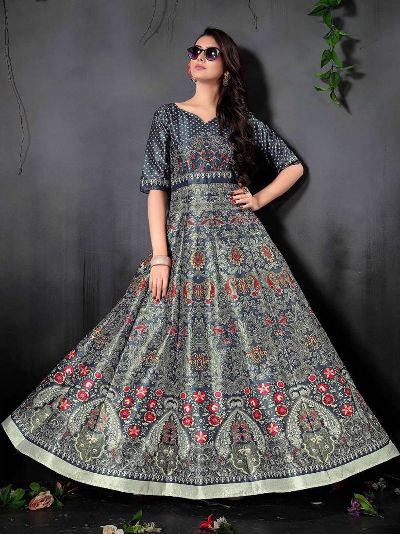Buy Zeel Clothing Ethnic Motifs Printed Panelled Maxi Gown Ethnic Dresses for Women 23318312 Myntra