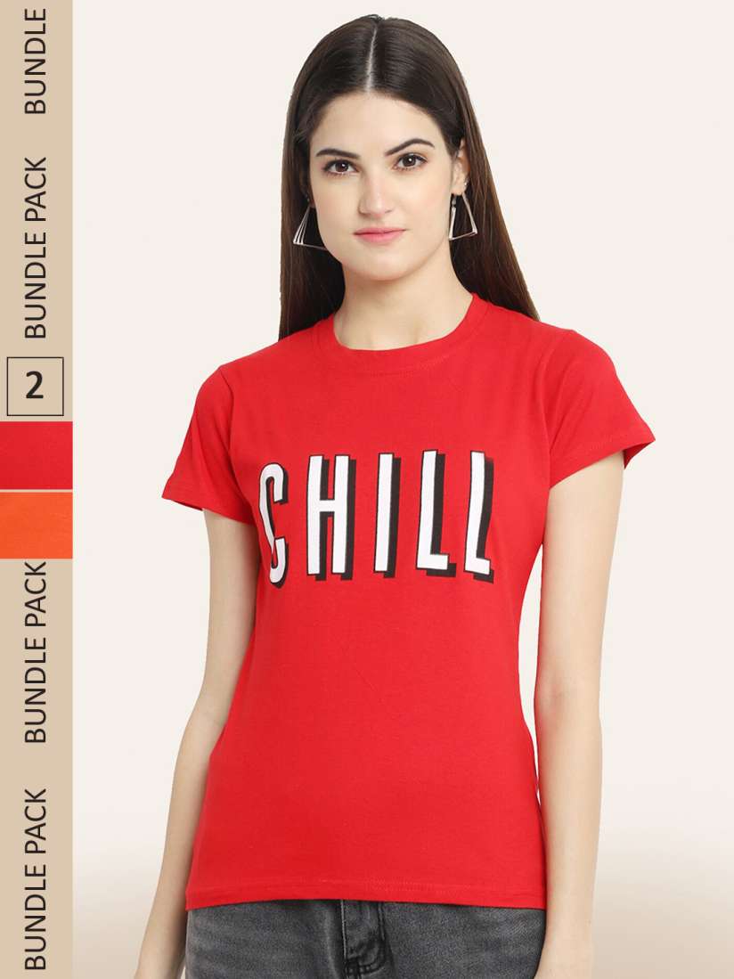 Buy BAESD Pack Of 2 Printed Casual Cotton T shirts Tshirts for Women 23320228 Myntra