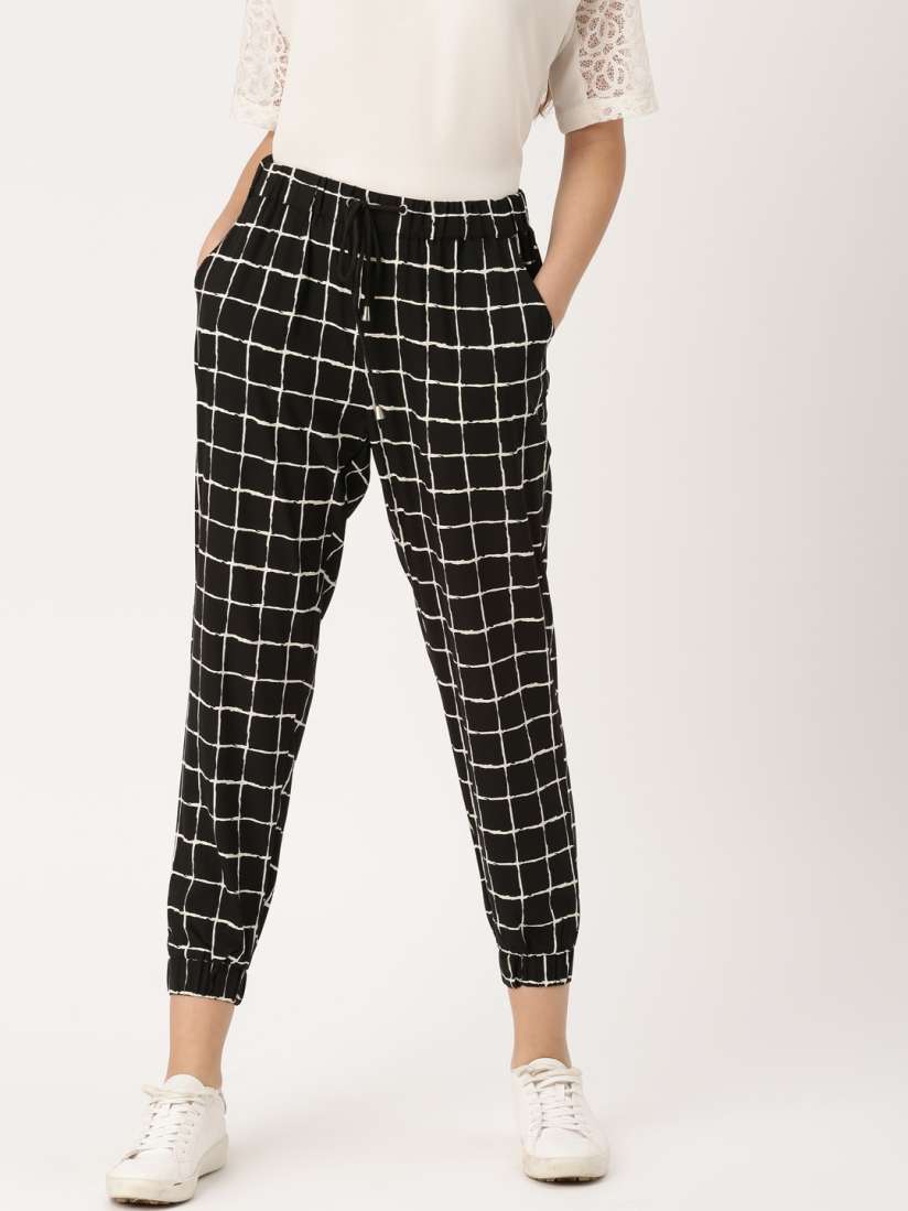 Checked joggers womens discount