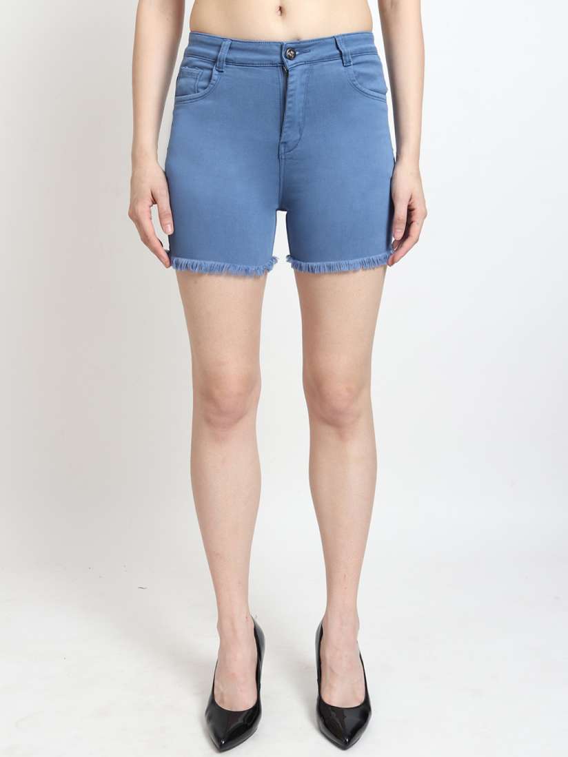 Buy LIVE OK Women Skinny Fit High Rise Stretchable Cotton Denim Shorts Shorts for Women 23322808 Myntra