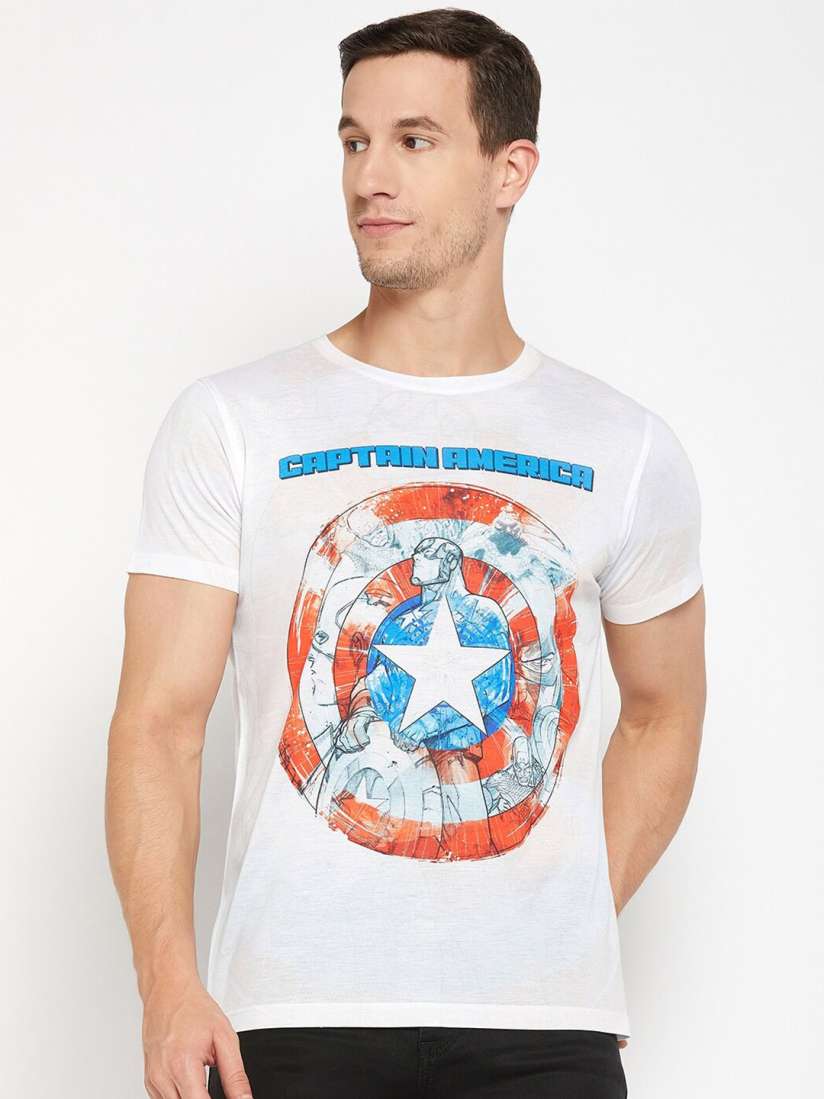 Buy Wear Your Mind Graphic Captain America Printed Round Neck T Shirt Tshirts for Men 23331728 Myntra