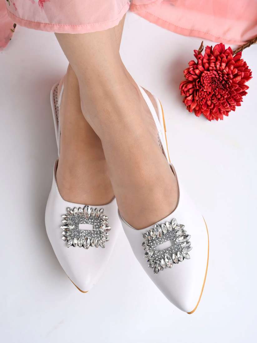 Embellished mules flat store