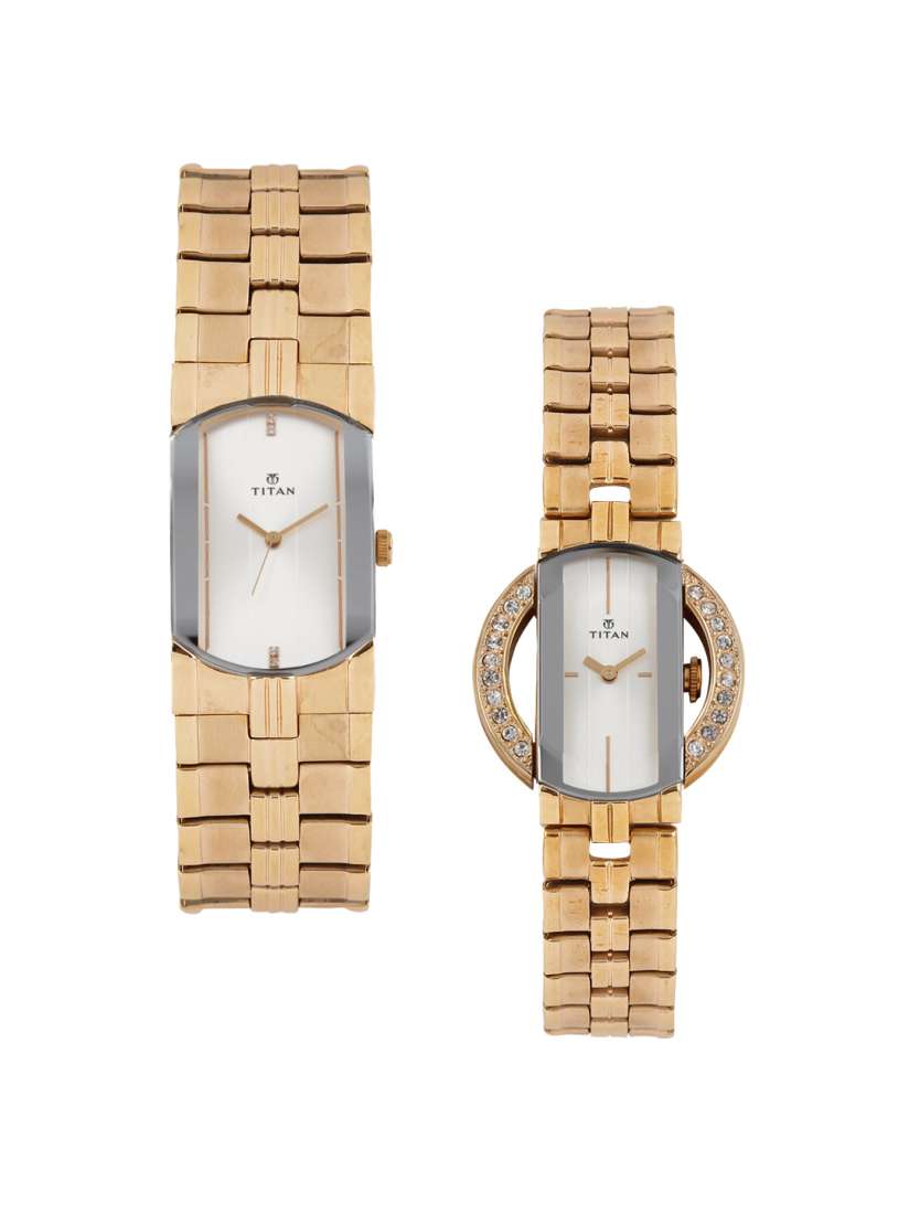 Buy Titan Bandhan His Her Cream Coloured Dial Watch Gift Set NH19272927BM02 Watch Gift Set for Unisex 2333727 Myntra