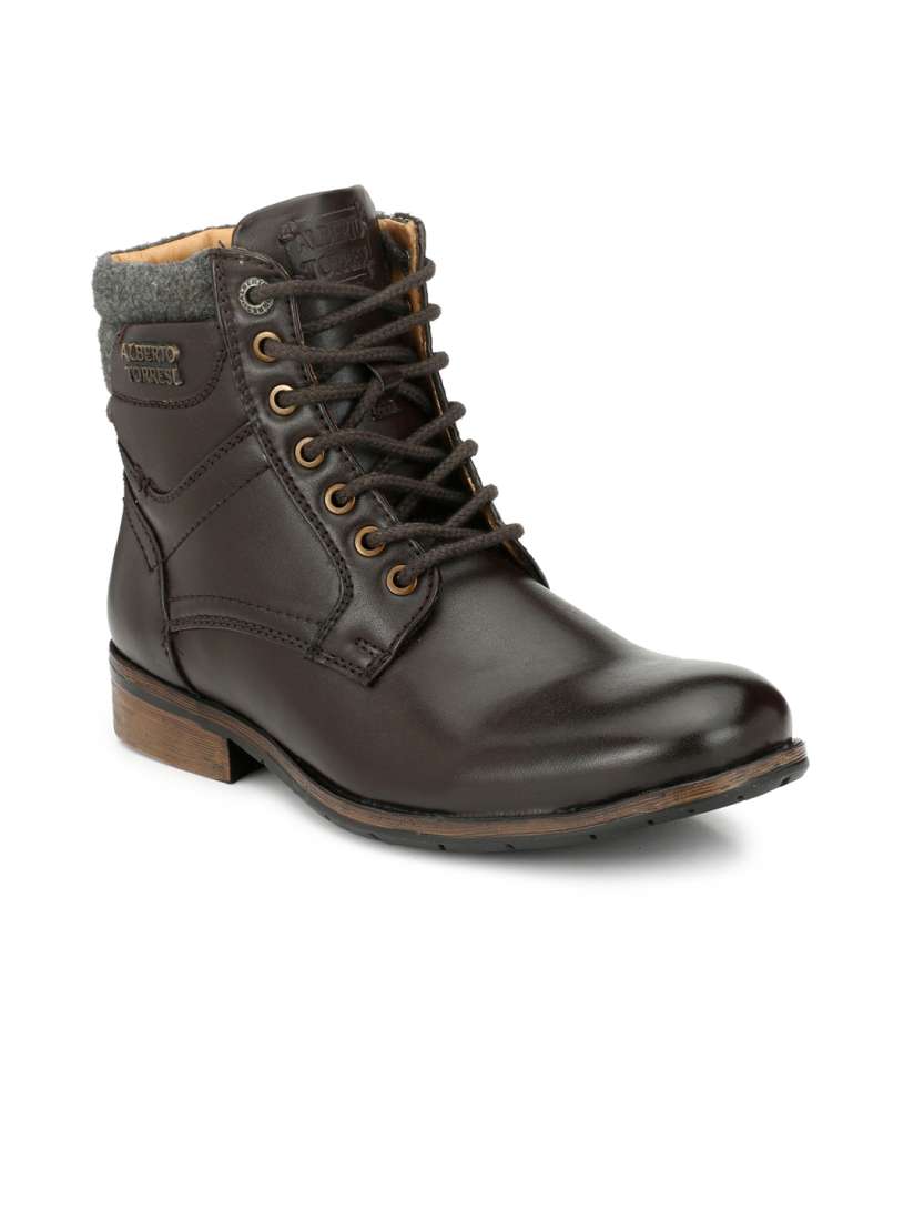 Buy Alberto Torresi Men Brown Flat Leather Boots Casual Shoes for Men 2334079 Myntra
