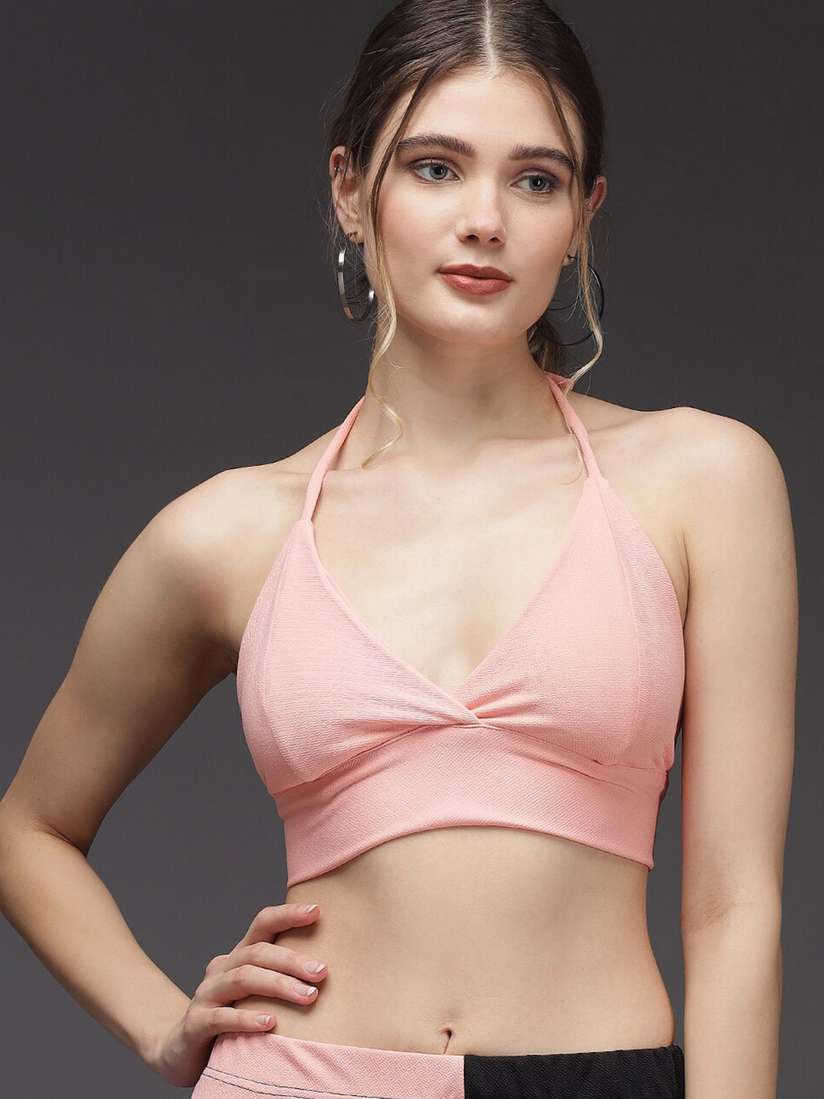 pink halter neck bralette