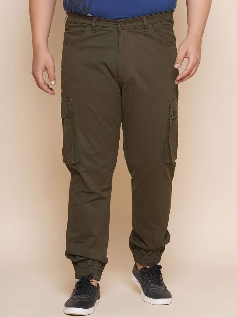 Buy John Pride Men Plus Size Mid Rise Cargo Trousers Trousers for Men 23351024 Myntra